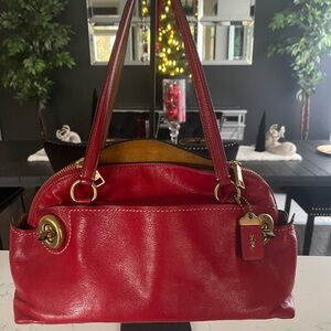 Coach Outlaw Satchel Red Leather Shoulder Bag